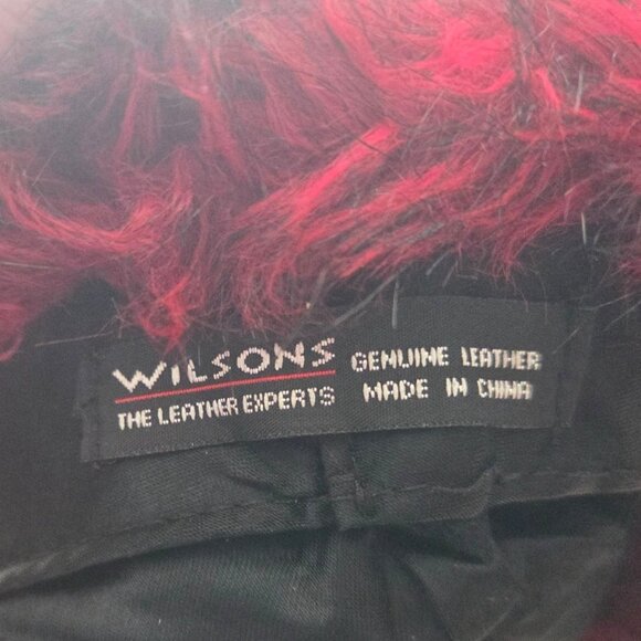 Wilsons Leather Black and Red Fur Trim Hat - Picture 4 of 5